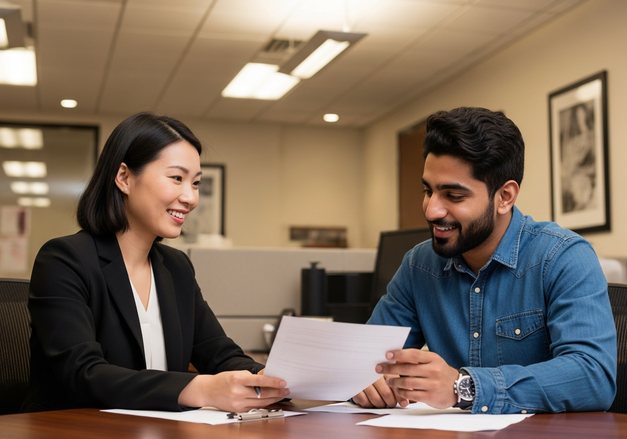 Designated school official meeting with an international student